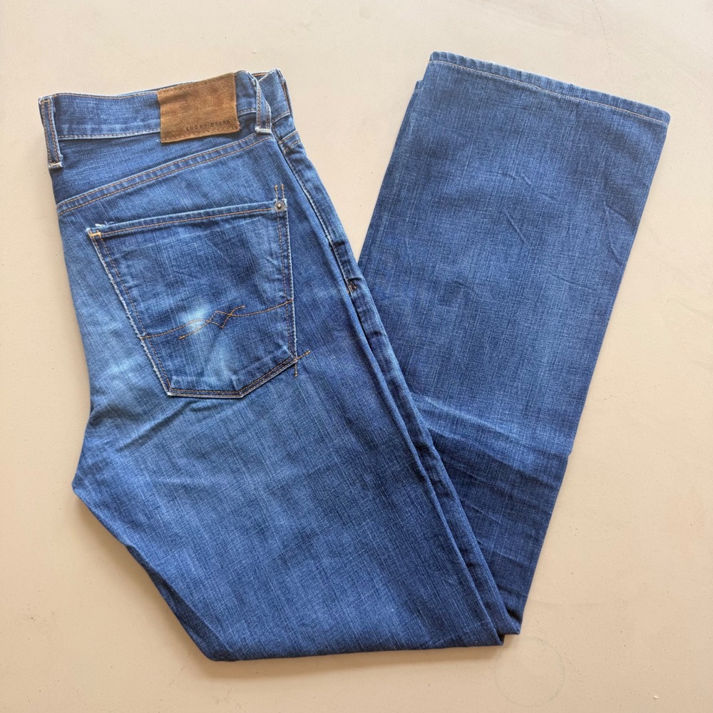Lucky Brand 221 Straight Jeans Mens 32x32 Blue Steve McQueen American Icon Denim